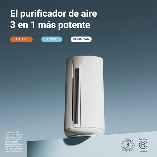 BLUEAIR Purificador de aire 3 en 1: calefacción, limpieza y refrigeración. Purificador de aire silencioso HEPA para aler